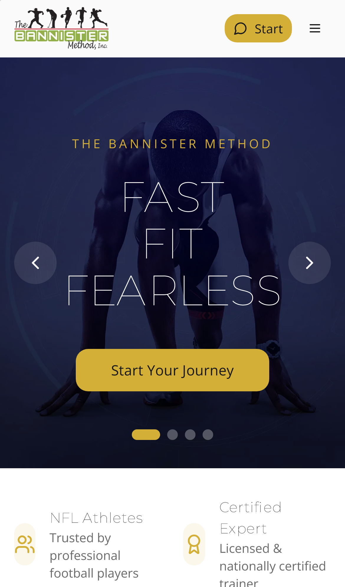 The Bannister Method mobile website screenshot