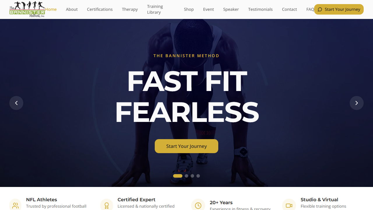 The Bannister Method live website screenshot