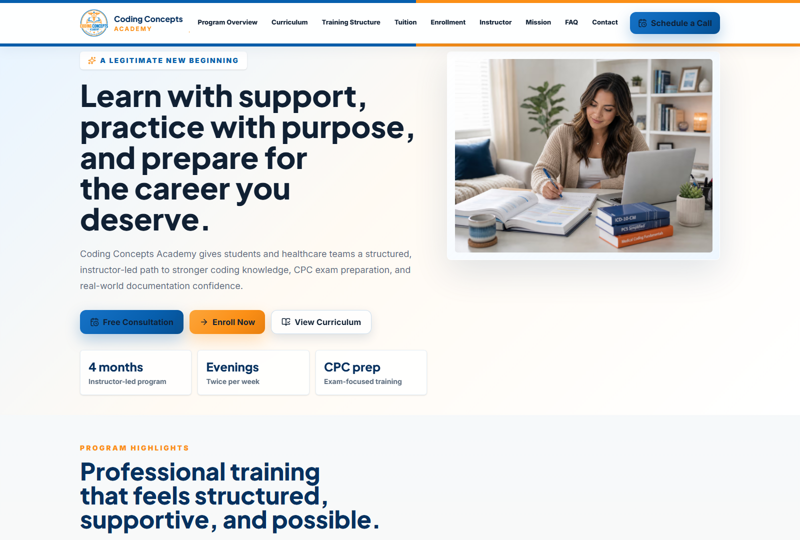 Coding Concepts Academy live website screenshot