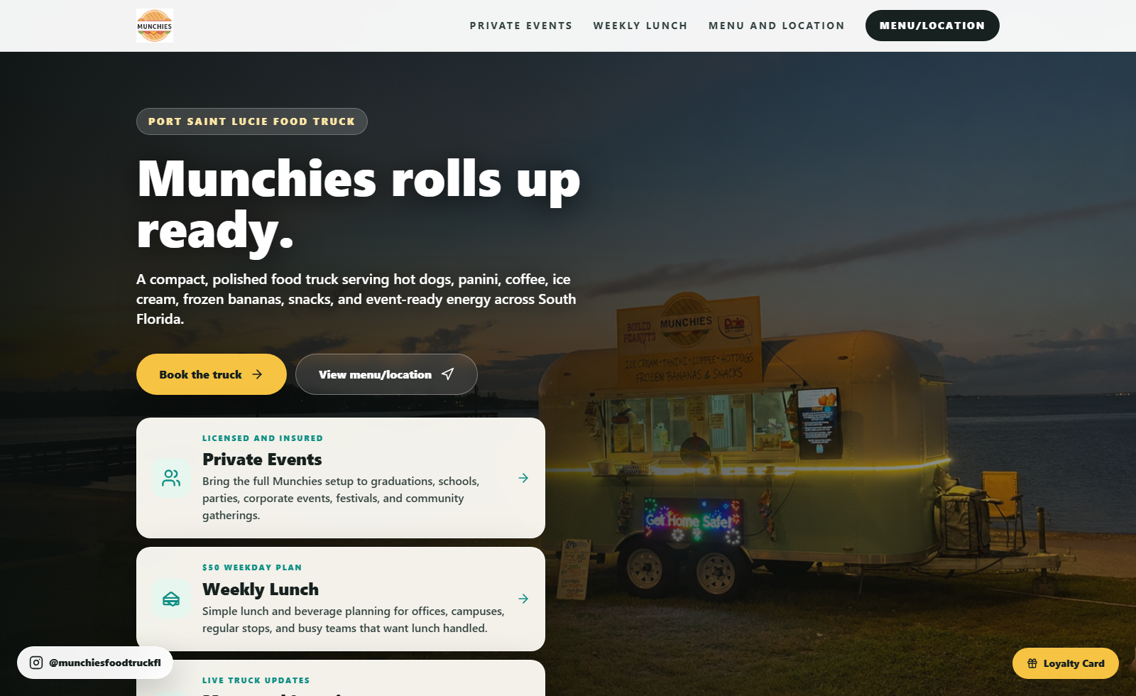 Munchies Food Truck live website screenshot